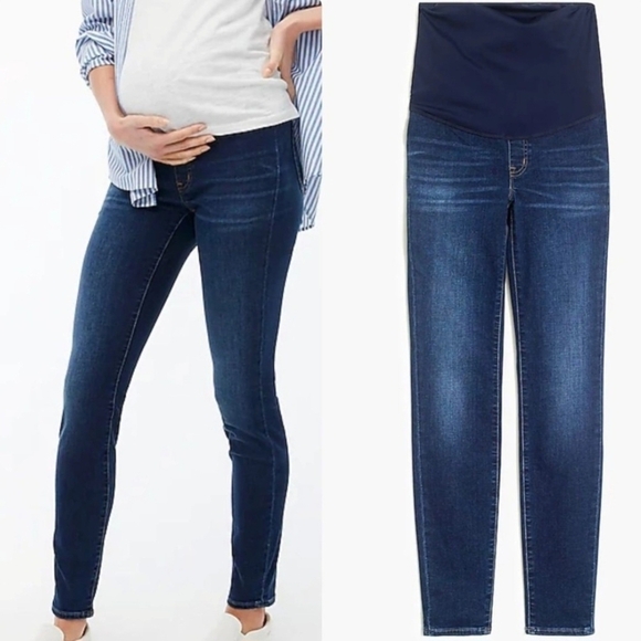 J. Crew Maternity Over The Belly Toothpick Denim Blue Jeans Size 27 - Picture 1 of 13